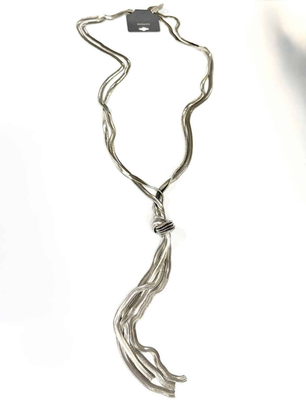 EXPRESS Statement Tassel Silver Necklace Extra Long NWT
